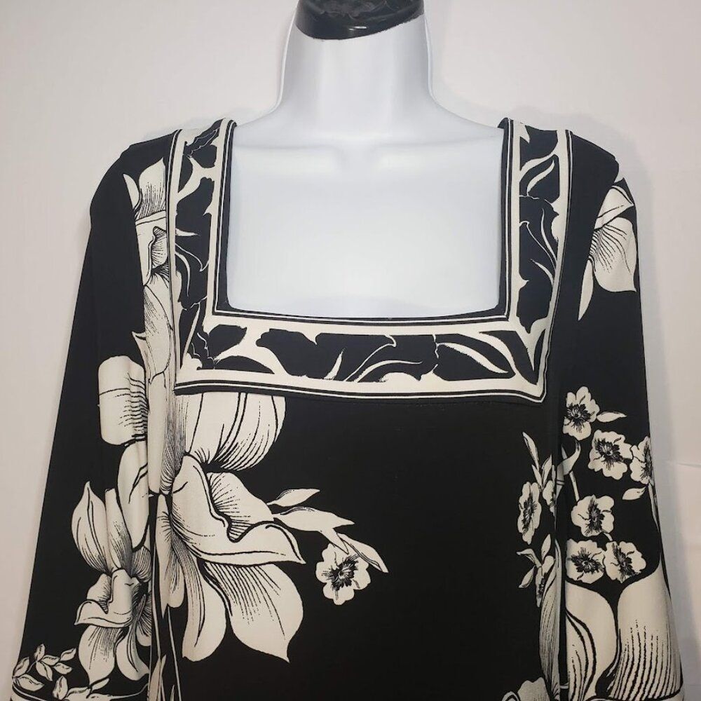 White House Black Market Floral Square Neck Dress Women's Sz S - Picture 4 of 10